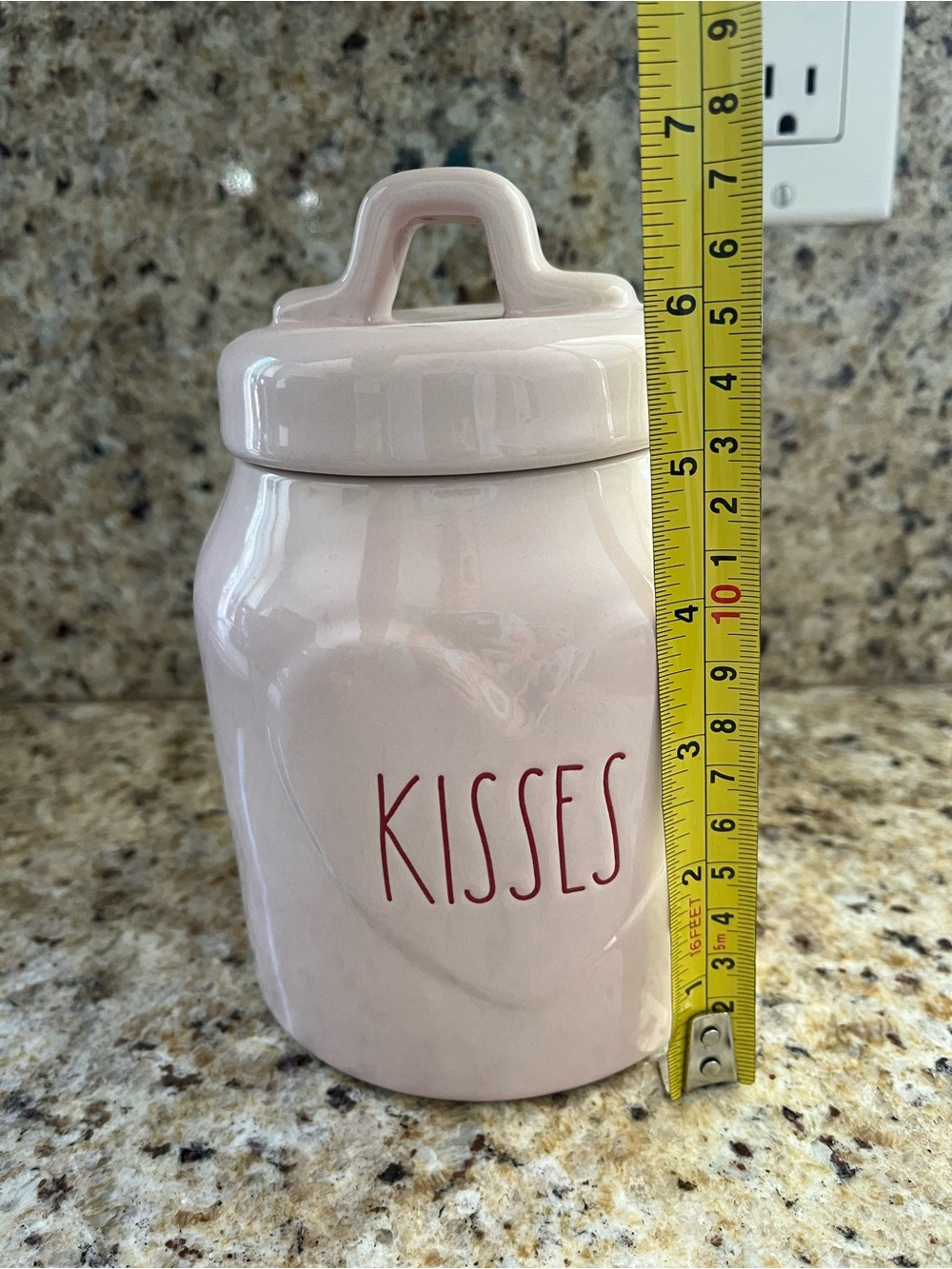 Rae Dunn Pink 'KISSES' Ceramic Jar Canister with Lid Valentines